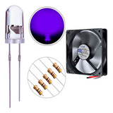 12x Led 5mm Ultravioleta Uv + Resistores + Cooler Fan 80mm