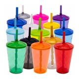 130 Copos Plástico Lavável Twister 300ml Com Tampa E Canudo!