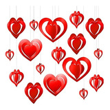 16 Enfeite De Coração De Teto Papel Dia Dos Namorados