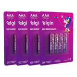 16 Pilha Palito Recarregável Aaa 1000 Mah 4 Blister Elgin