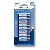 16 Pilhas Bateria Aa Pequena 2a Alcalina Philips 1 Cartela