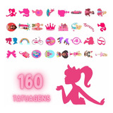 160 Tatuagem Temporária Infantil Fácil De Usar Barbie Rosa
