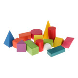 16x Formas 3d Geométricas Sólidas Brinquedos De Madeira