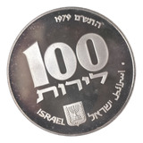 1979 Israel 100 Lirot Proof Prata 0,500 Hanuká