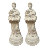 2 (duas) Estátua Imagem De Santo Antônio 22cm Gesso Cru