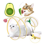 2 Brinquedo Para Gato Com Bolinha Brinquedoerva + Tunel Mola Cor Sortida
