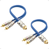2 Cabos Y Rca 2m 1f Techone Prime Plug Metal 5mm Azul Svart