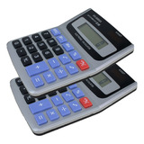 2 Calculadora Para Escritório Comercial Com Tecla Som Beep Cor Cinza
