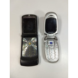 2 Celulares Antigos Motorola V3 Samsung Sgh-x480l Kj7 Leia-