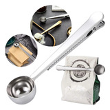 2 Colher Medidora P/ Café Lacre Prendedor Clip Vedação Inox Cor Aço Inox