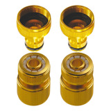 2 Conector Torneira Alumínio + 2 Engate Rápido Mangueira 1/2