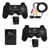 2 Controle Sem Fio Compatível Ps2 Cabo De Vídeo Memory Card