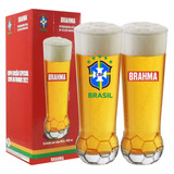 2 Copos Bola Seleção Brasil Oficial Brahma P/ Cerveja Chopp