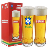 2 Copos Bola Seleção Brasileira Copa Do Mundo Brahma 420ml Cor Transparente