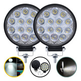 2 Farol Milha 14 Led 42w 12v/24v Redondo Off Road Universal
