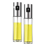 2 Galheteiros Spray Porta Azeite Vinagre Vidro Prata 100 Ml