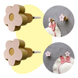 2 Ganchos De Parede Flor Infantil Decoração Bebê 2flbb15c Cor Rosa