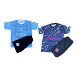 2 Kits Conjunto Inafantil Do Manchester City