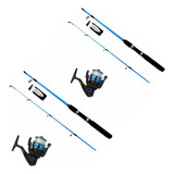 2 Kits De Pesca Atsuma - Vara De 1,35m Com Molinete Pequeno Cor Azul-celeste