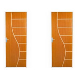 2 Kits Porta De Madeira Decorada 215x65cm Com Batente De