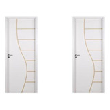 2 Kits Porta De Madeira Decorada 215x74cm Com Batente De Wt