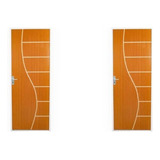 2 Kits Porta De Madeira Decorada 215x75cm Com Batente De Wt