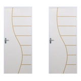2 Kits Porta De Madeira Decorada 215x75cm Com Batente Gfwt