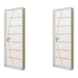 2 Kits Porta De Madeira Decorada 215x75cm Com Batente Gh