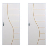 2 Kits Porta De Madeira Decorada 215x85cm Com Batente Gg