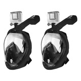 2 Máscaras Full Face Basic Go Pro Dive Motion L/xl Pret