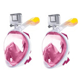 2 Máscaras Full Face Basic Go Pro Dive Motion S/m Rosa