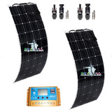 2 Paineis Solar Flexível 100w (200w Total)+ Pwm 24v Caminhão
