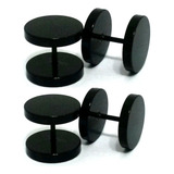 2 Pares Brinco Falso Alargador 12mm Piercing Aço 316l Pretos