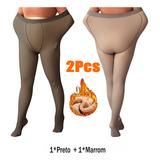 2 Pares De Meia-calça Translúcida Falsa De Lã Tamanho Grande