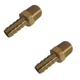 2 Peças Niple Espiga 3/8 X Rosca Externa 3/8 Npt Latao