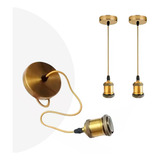 2 Peças Pendente Dourado Vintage Simples Alumínio - 1 Metro