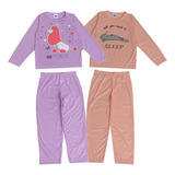 2 Pijama Infantil Feminino Menina Manga Longa Calça Comprida