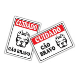 2 Placas Advertência Cuidado Cão Bravo Portão Pitbull