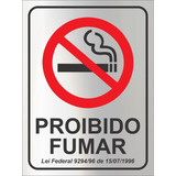 2 Placas Sinalização Proibido Fumar Lei Federal 20x15 Alumí
