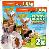 2 Ração Funny Bunny Delícias Da Horta 1,8kg Coelho Roedores