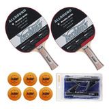 2 Raquete Ping Pong Yashima + 6 Bolas + 1 Rede Vollo