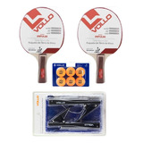 2 Raquetes + Bola + Suporte E Rede Tenis De Mesa Ping Pong