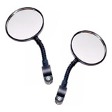2 Retrovisores Redondo Com Refletor Par Kit Espelho Bicileta Cor Preto