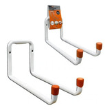 2 Suporte Aço Multiuso 20kg Parede Bike Mangueira Escada Cor Branco