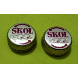 2 Tampinhas Cerveja Skol 500ml Boca Larga Raras Coleção