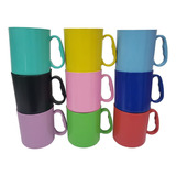 20 Canecas Coloridas Plástico Escola 450ml