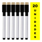 20 Canetas Preta Quadro Branco C/ Apagador E Imã Tampa Cor Da Tinta Preto