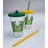 20 Copos Com Tampa E Canudo 400ml Personalizados