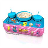 20 Kits Almofadas Pipoca 2 Copos E Balde Galinha Pintadinha