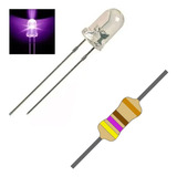 20 Led Uv Ultra Violeta 5mm Alto Brilho E 20 Resistor 470ohm Cor Da Luz Ultravioleta 3v